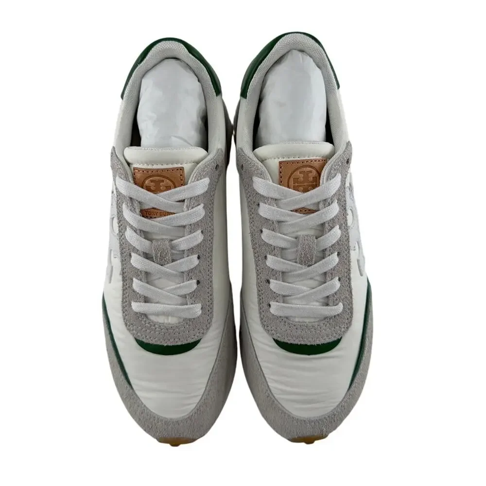Tory Burch Women's White Pale Green Suede Destiny Sneakers Size 7